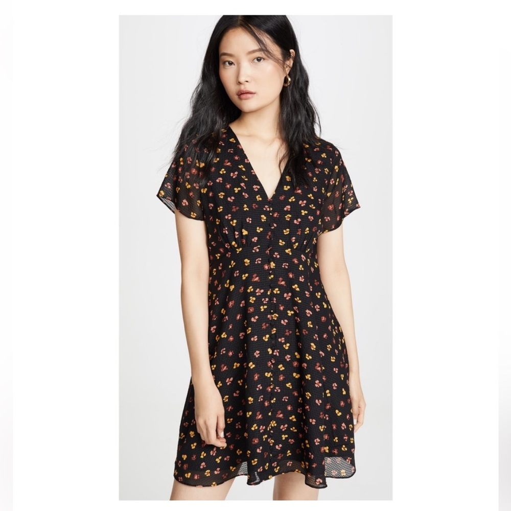 Madewell Silk Button-Front Swing Dress Floral Size 0